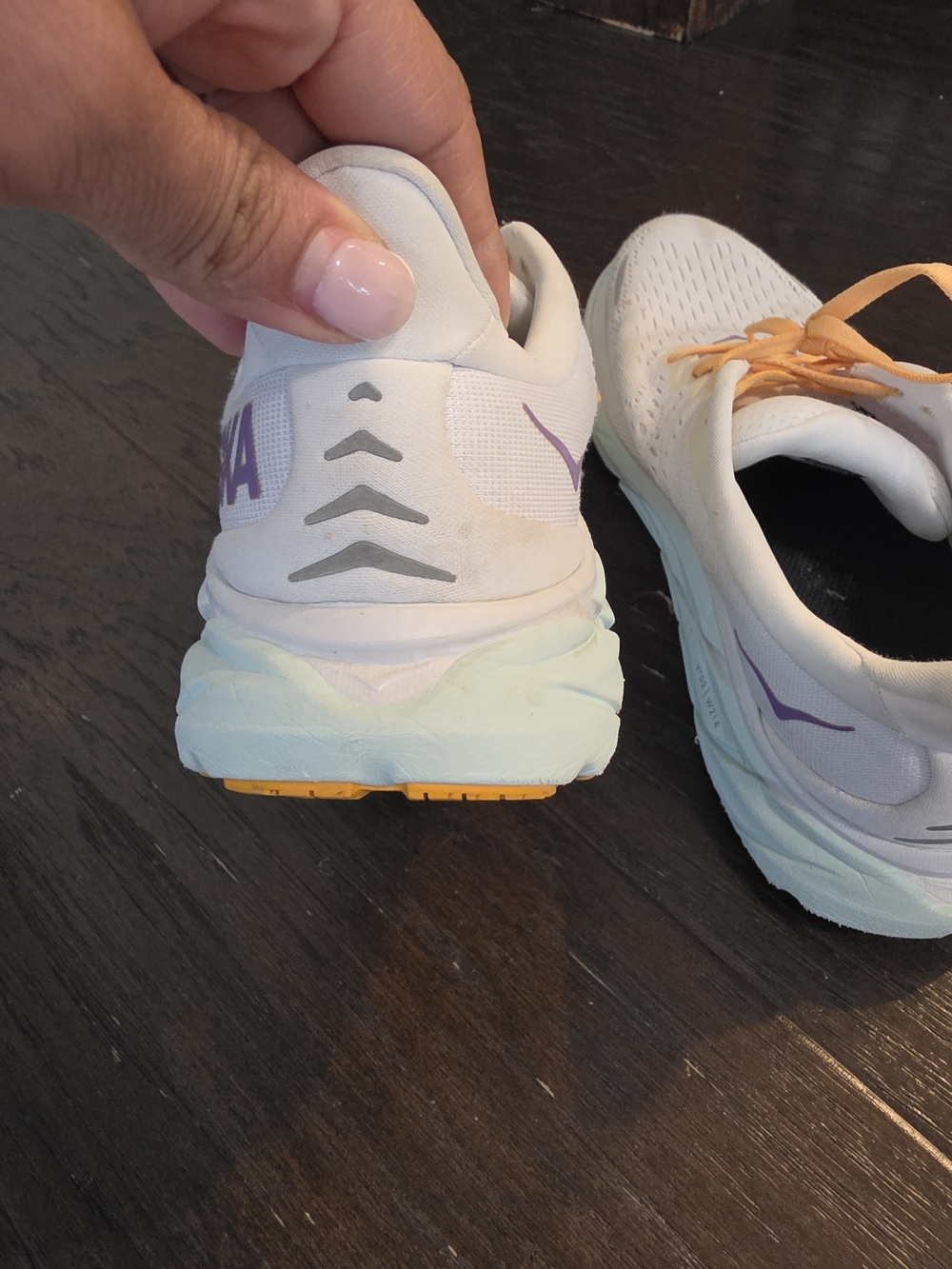 Hoka Athletic Running Shoes in White & Orange - Picture 7 of 8
